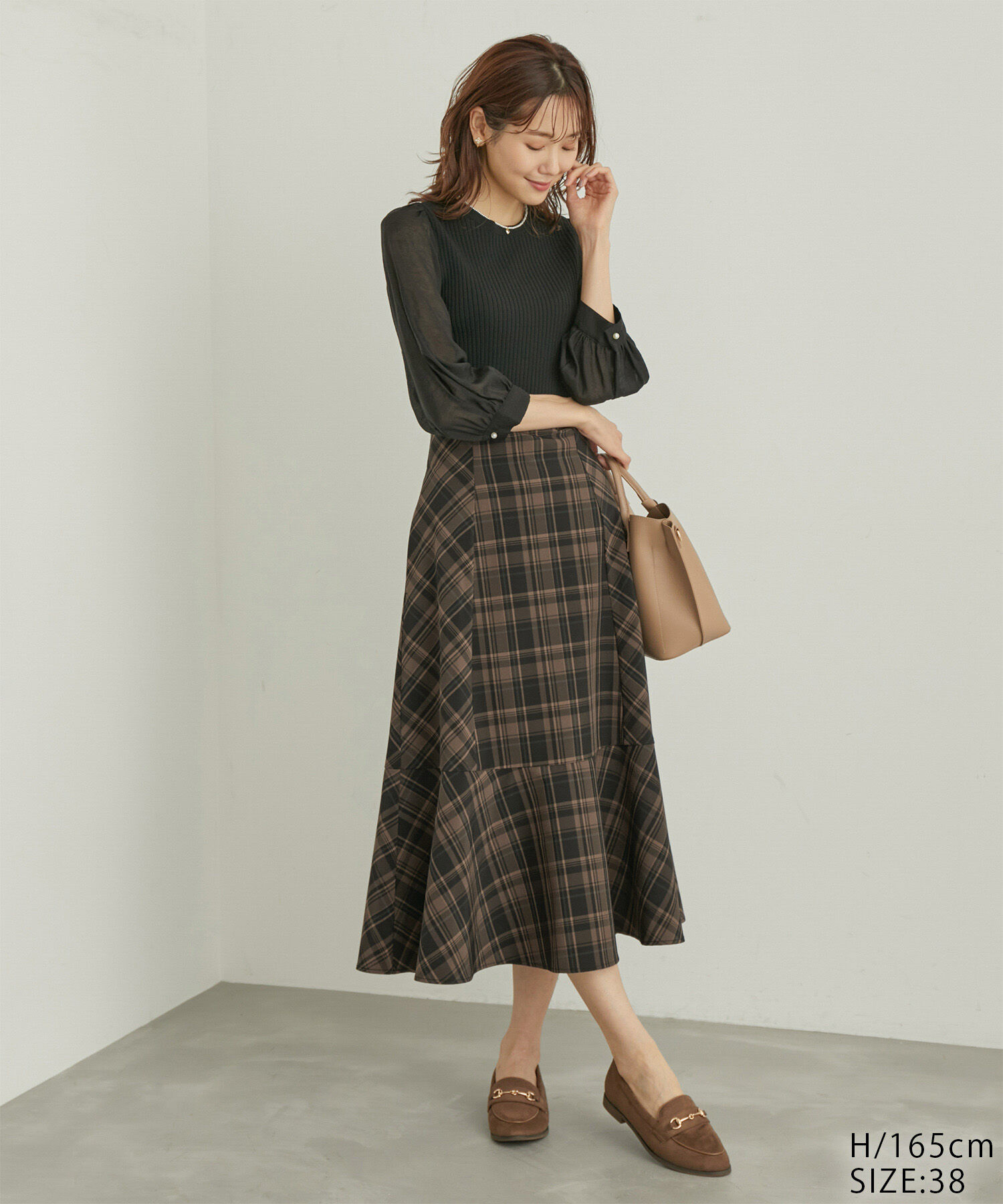 Rope&rsquo;Picnic「チェックセミマーメイドスカート」|スカート|