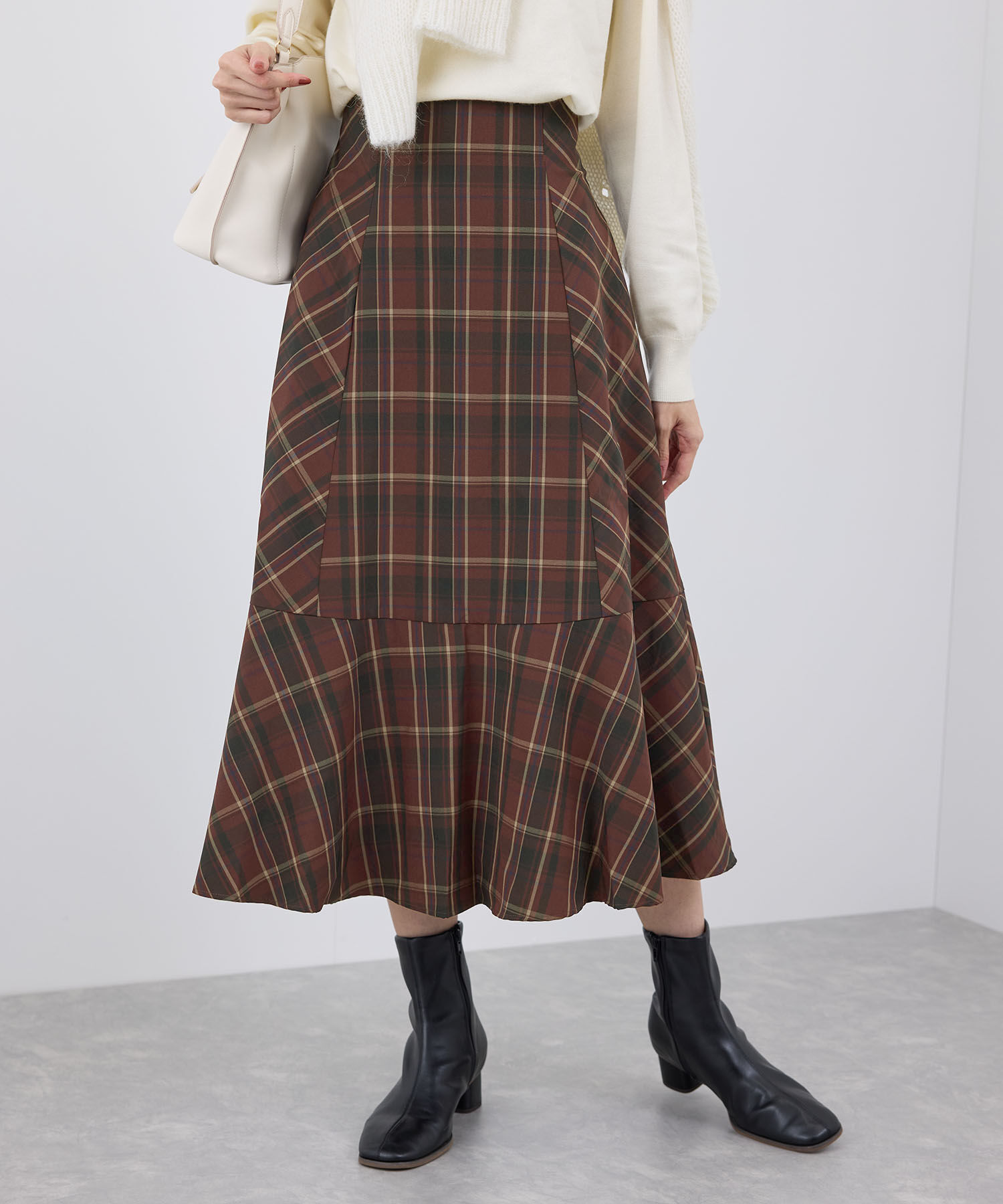 Rope&rsquo;Picnic「チェックセミマーメイドスカート」|スカート|ワイン(66)