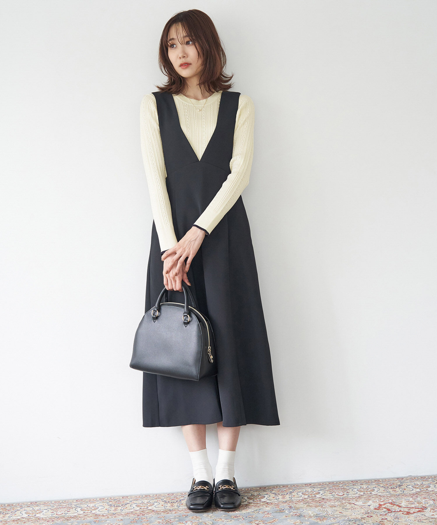 Rope&rsquo;Picnic「洗濯機OK/BIO GRACEミニケーブルニットプルオーバー」|ニット・セーター|