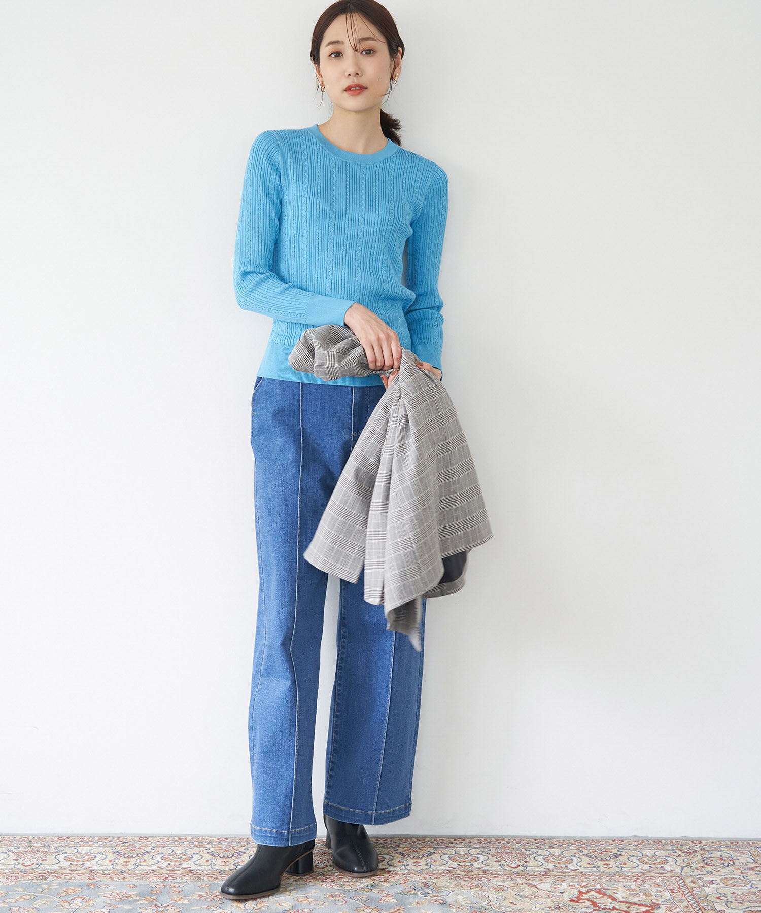 Rope&rsquo;Picnic「洗濯機OK/BIO GRACEミニケーブルニットプルオーバー」|ニット・セーター|