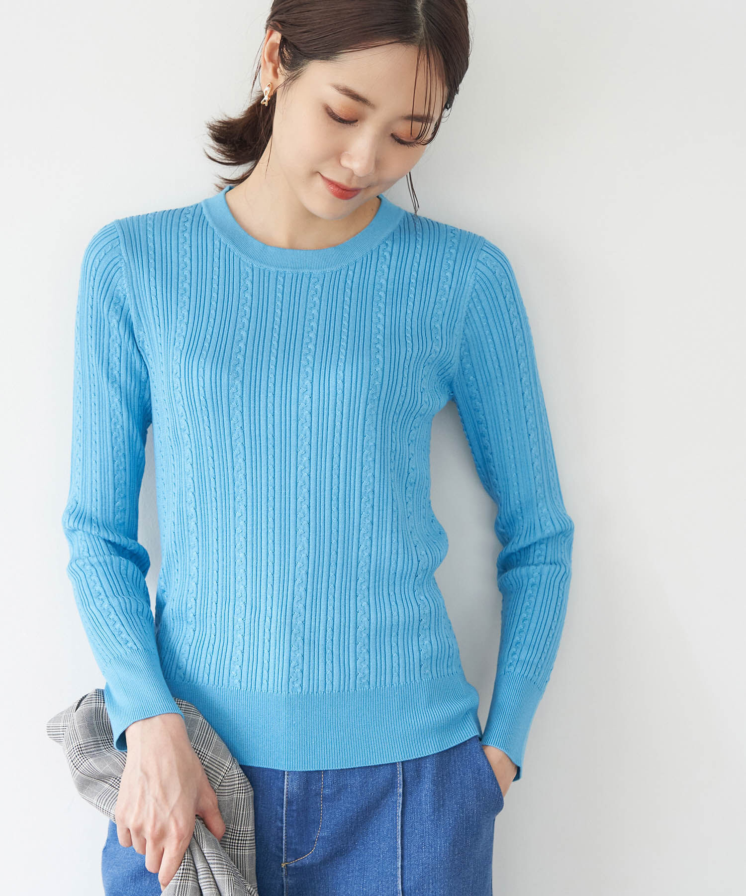 Rope&rsquo;Picnic「洗濯機OK/BIO GRACEミニケーブルニットプルオーバー」|ニット・セーター|