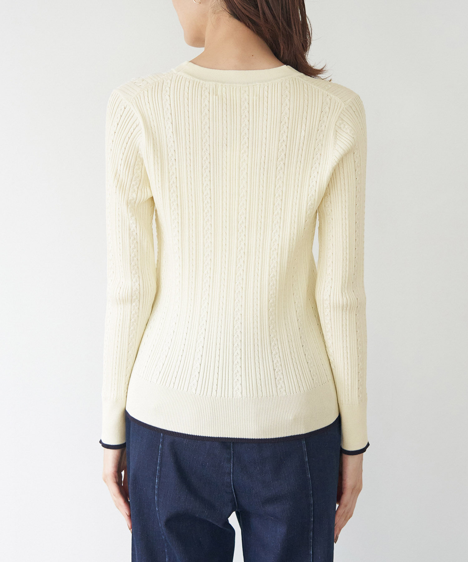 Rope&rsquo;Picnic「洗濯機OK/BIO GRACEミニケーブルニットプルオーバー」|ニット・セーター|