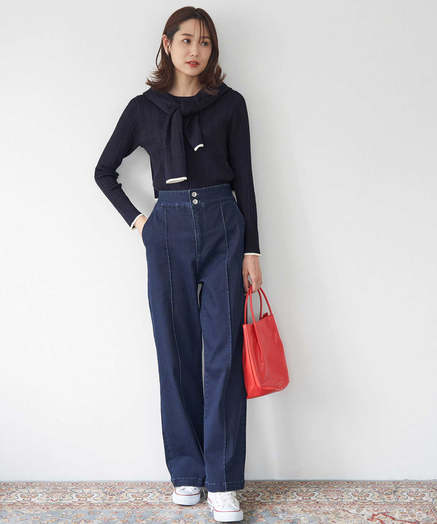 Rope&rsquo;Picnic「洗濯機OK/BIO GRACEミニケーブルニットプルオーバー」|ニット・セーター|