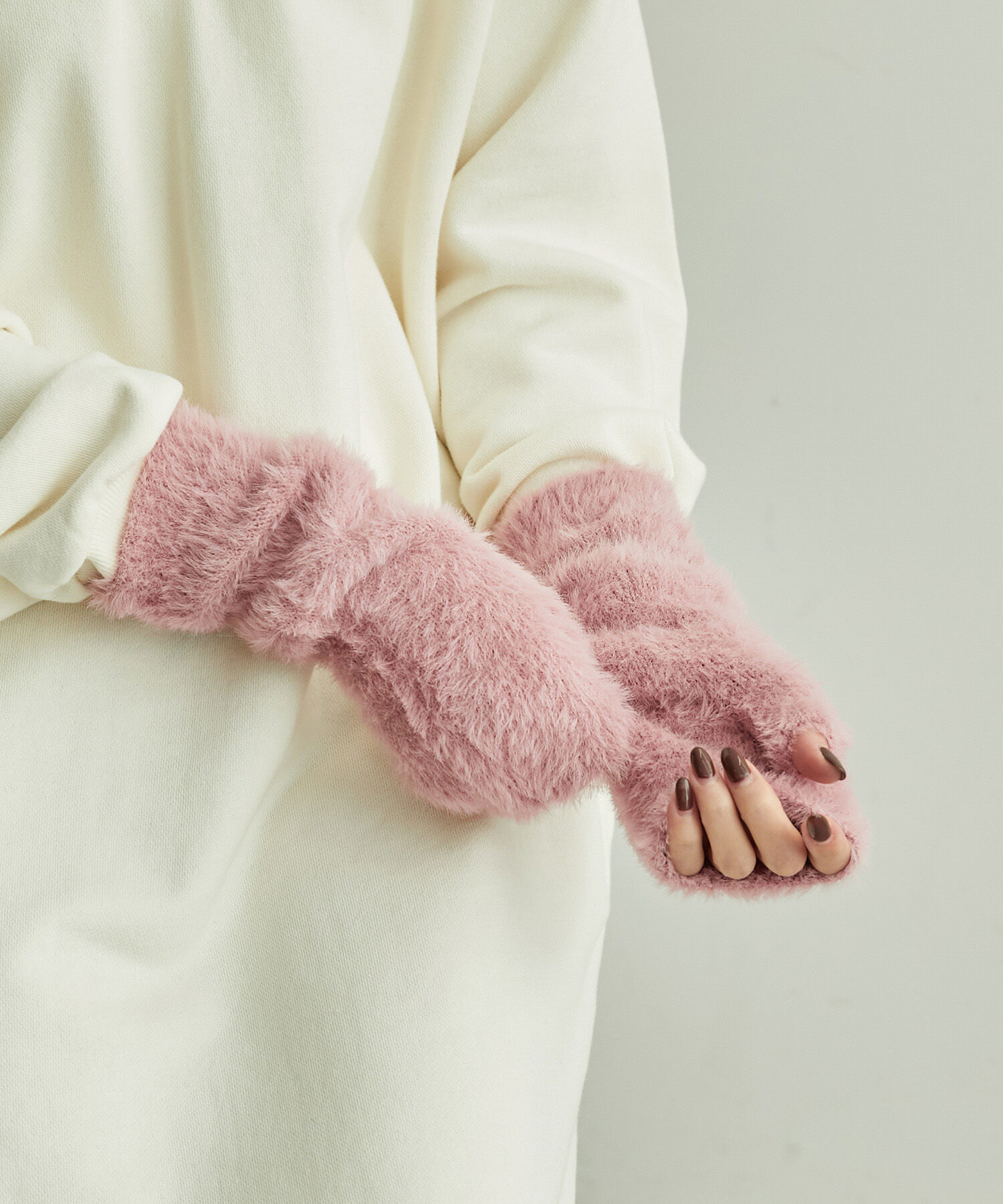 ROPE PICNIC PASSAGE「シャギーフィンガーレスグローブ」|手袋|ピンク(63)