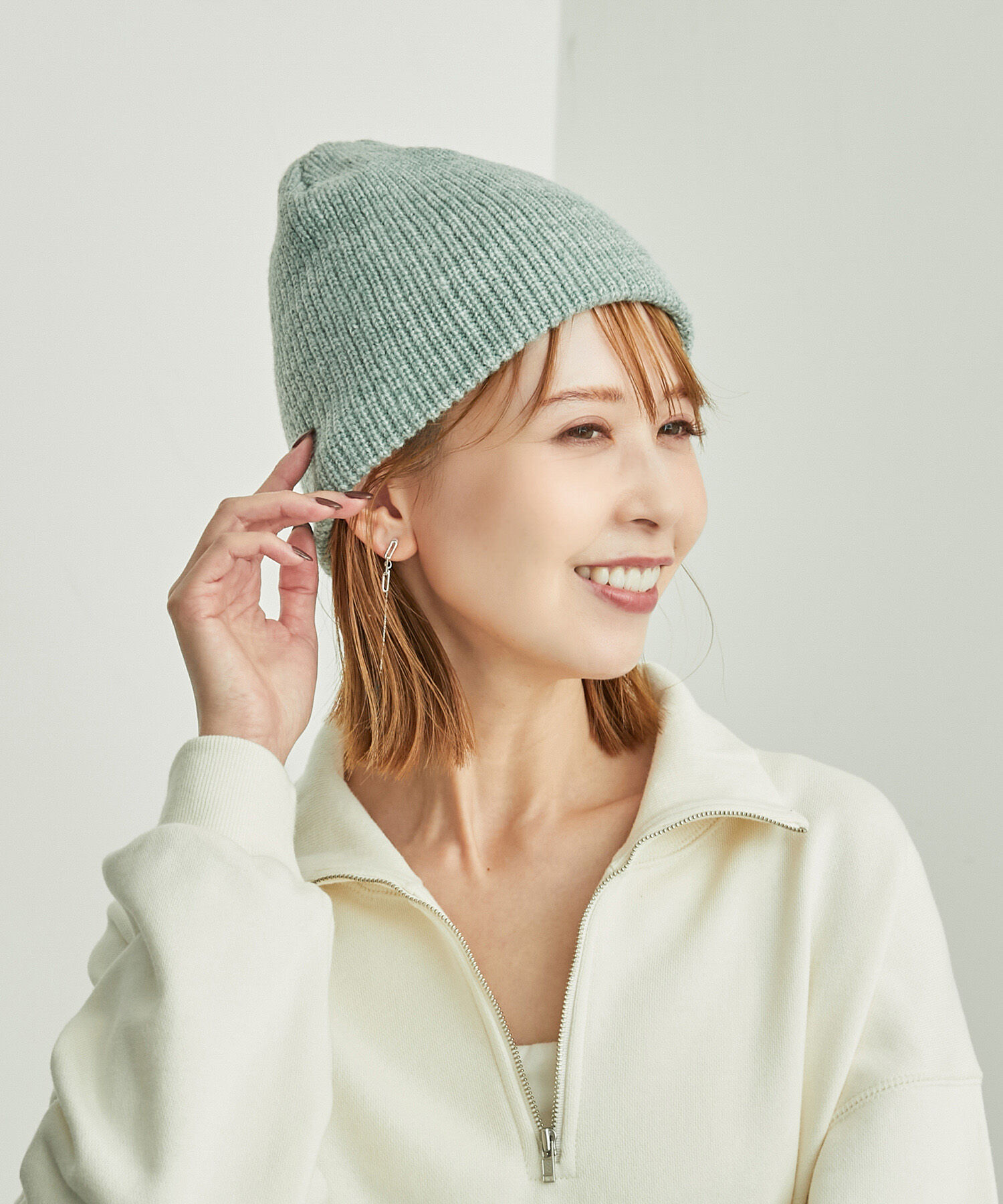 ROPE PICNIC PASSAGE「リサイクルヤーンシングルビーニー」|ニット帽|グリーン系(35)