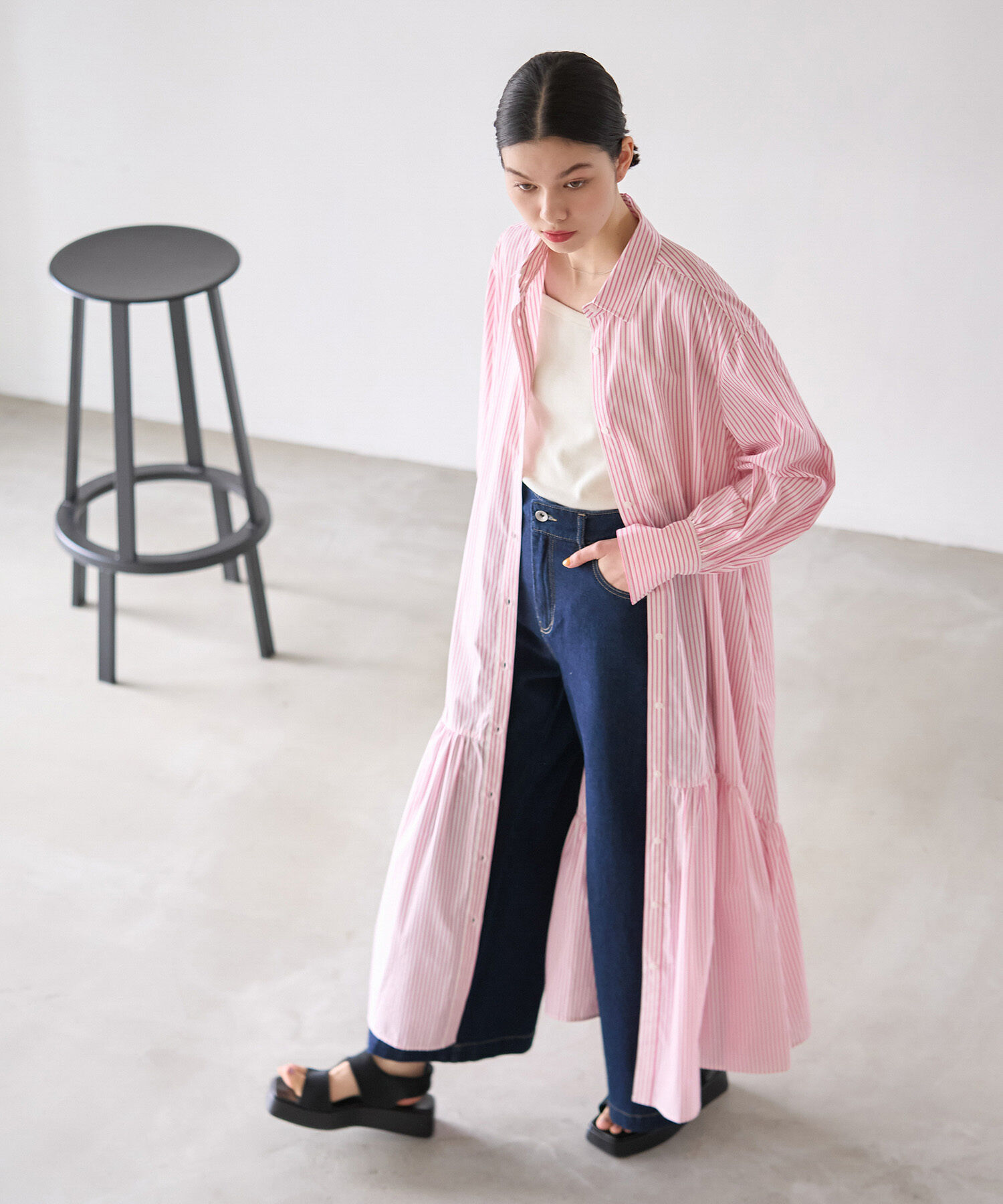 ROPE' PICNIC R「ボリュームストライプシャツワンピース/リンクコーデ」|その他|