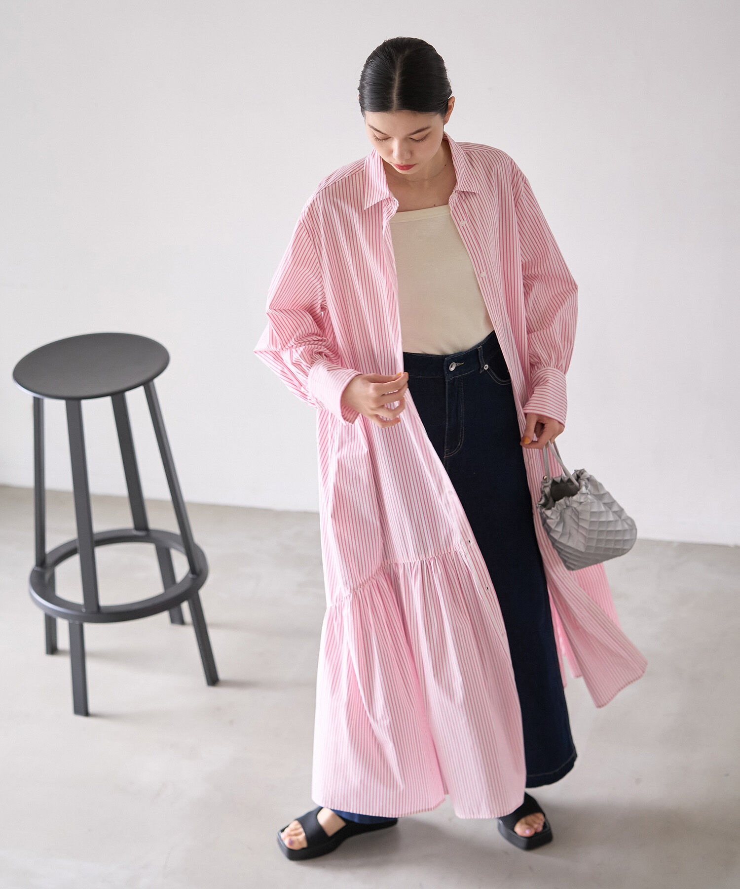 ROPE' PICNIC R「ボリュームストライプシャツワンピース/リンクコーデ」|その他|