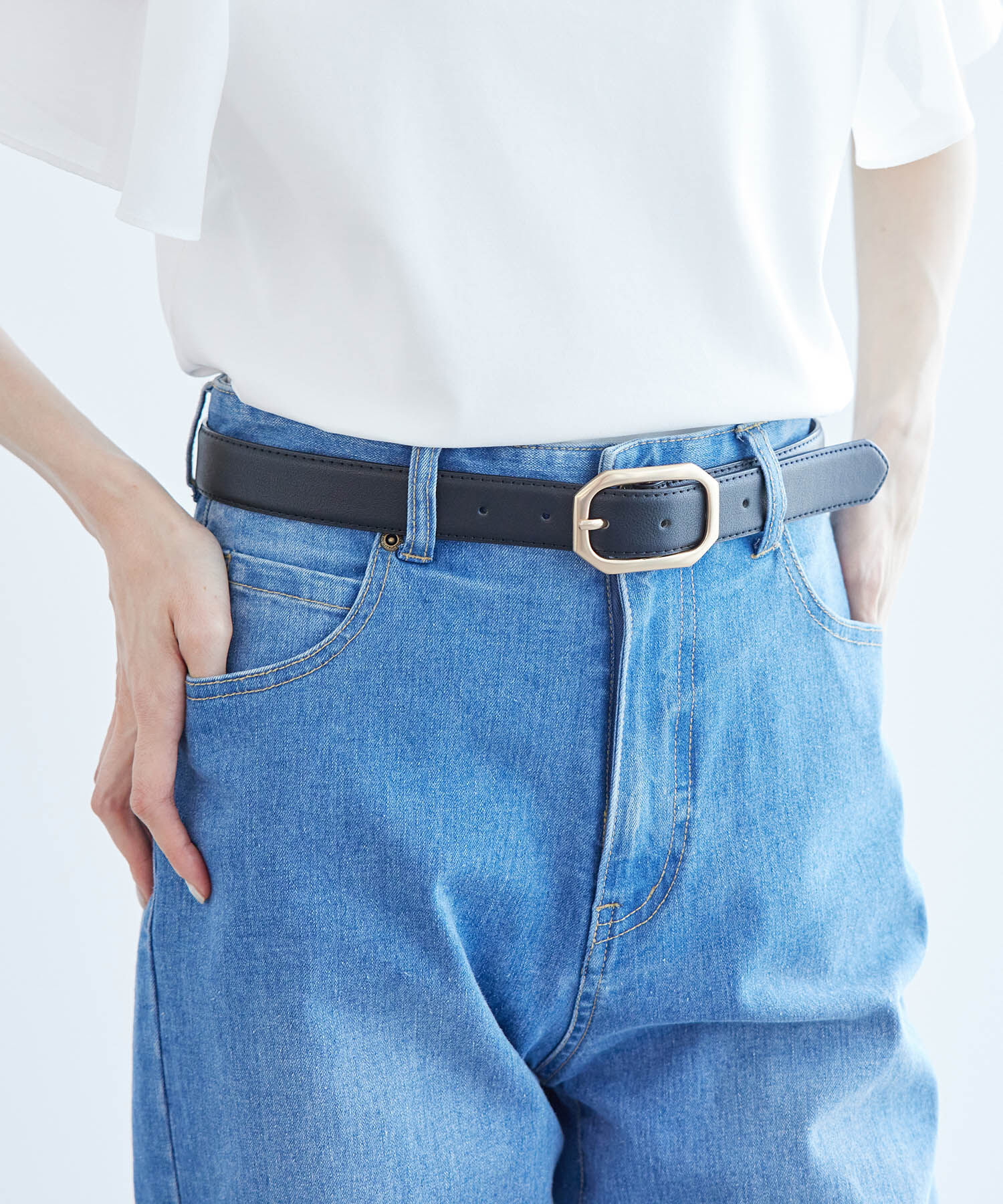 ROPE PICNIC PASSAGE「28mmスクエアバックルステッチベルト」|ベルト|ブラック(01)