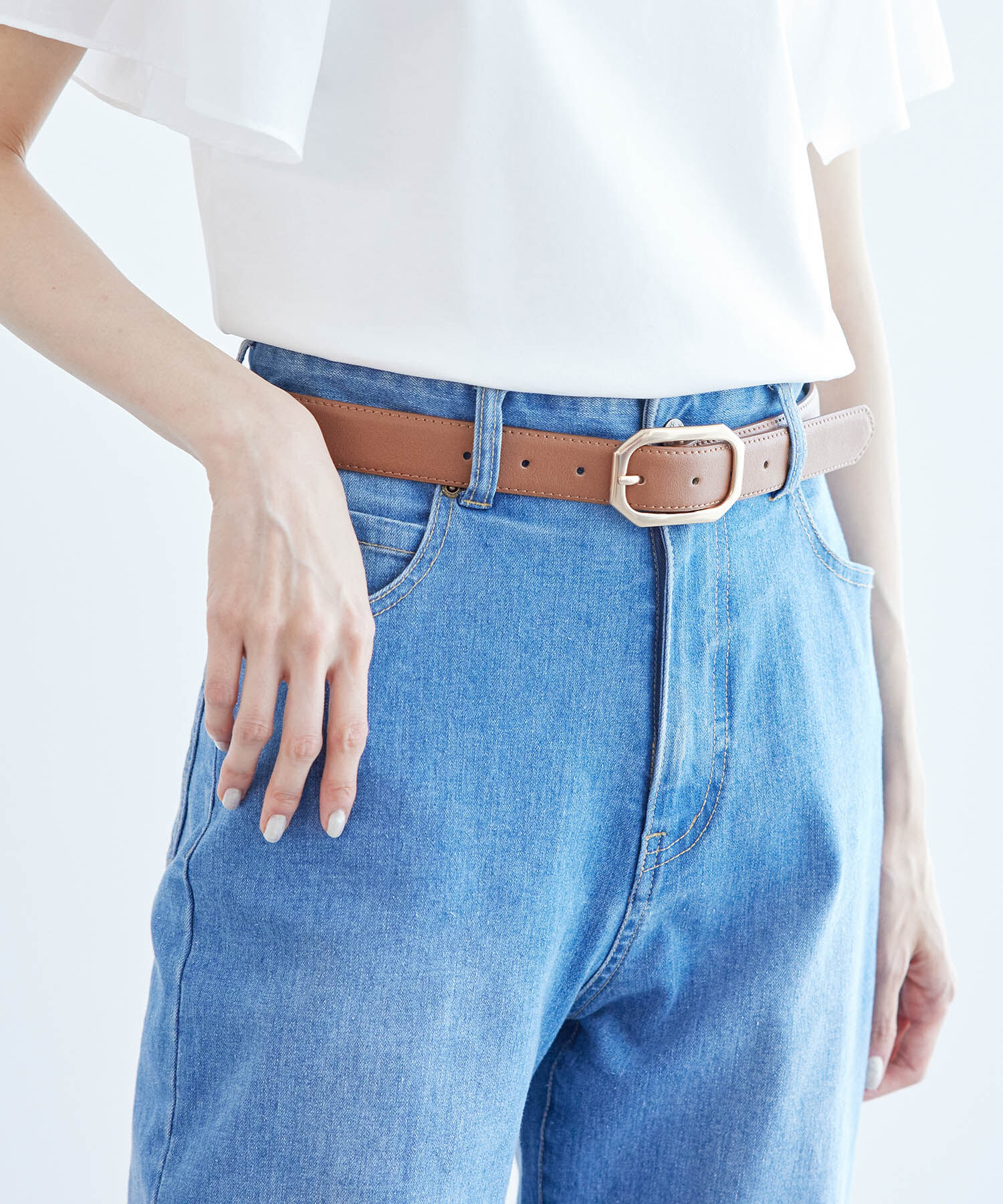 ROPE PICNIC PASSAGE「28mmスクエアバックルステッチベルト」|ベルト|ブラウン(22)