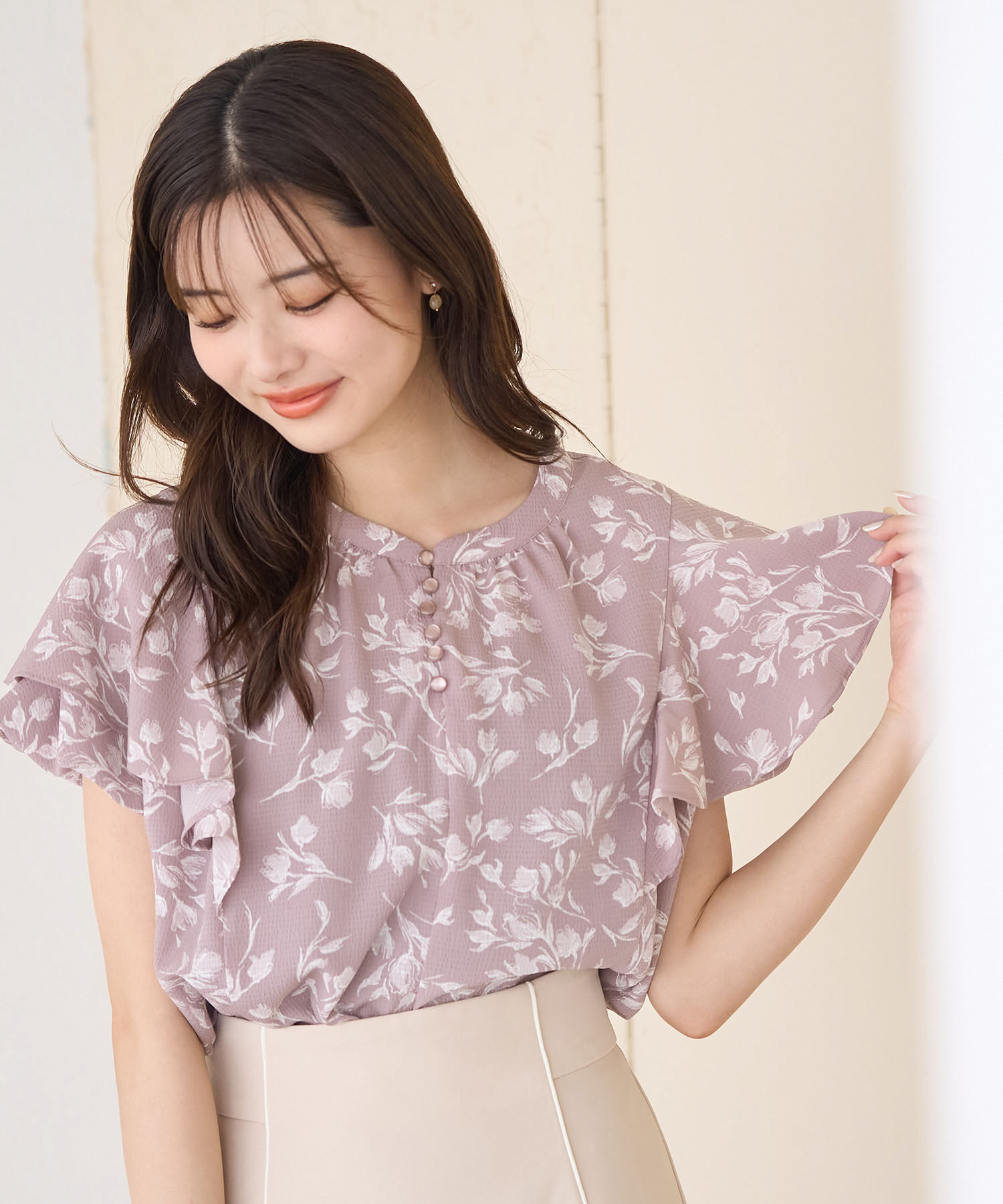 Rope&rsquo;Picnic「花柄ラッフルブラウス/リンクコーデ」|シャツ・ブラウス|