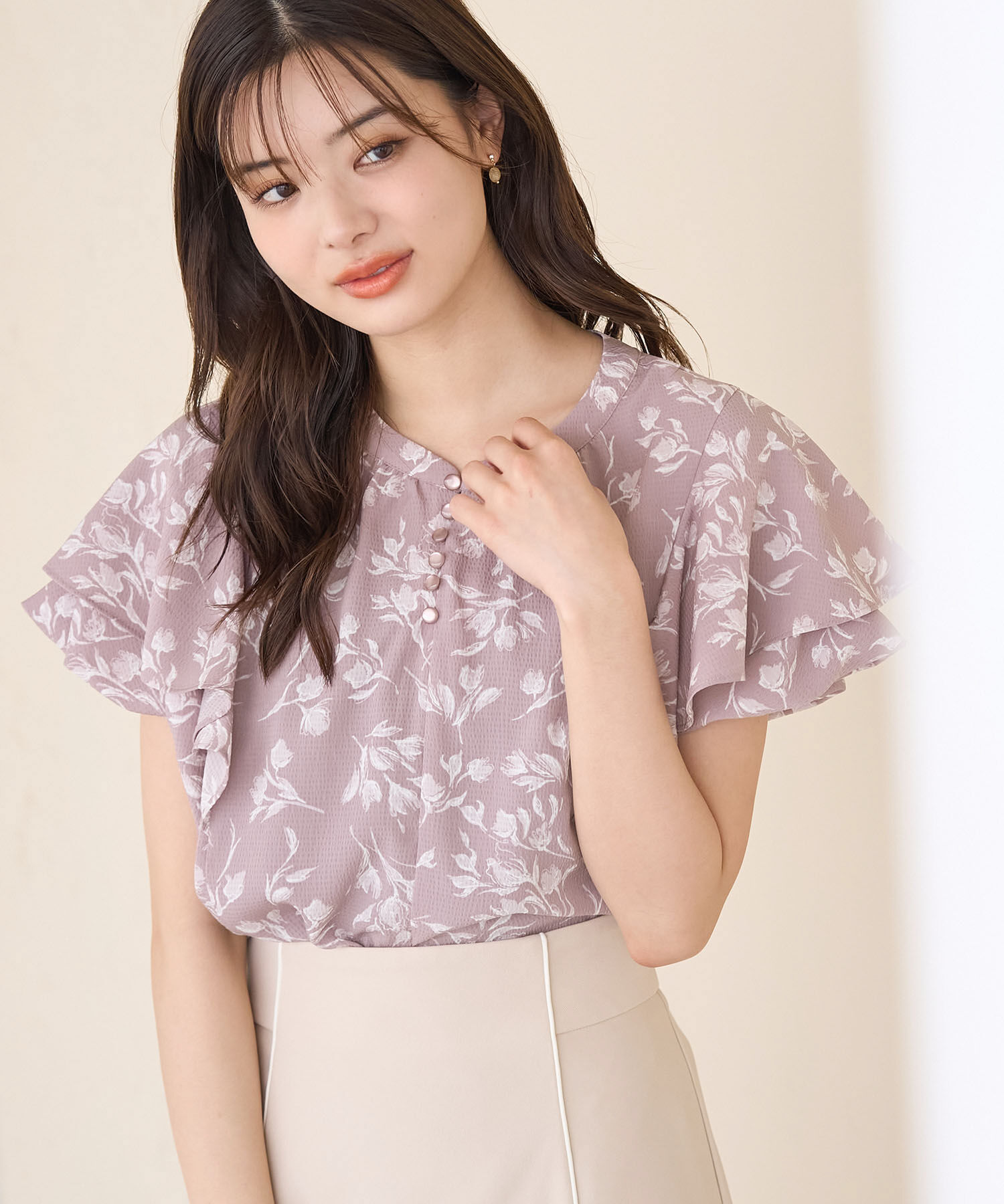 Rope&rsquo;Picnic「花柄ラッフルブラウス/リンクコーデ」|シャツ・ブラウス|