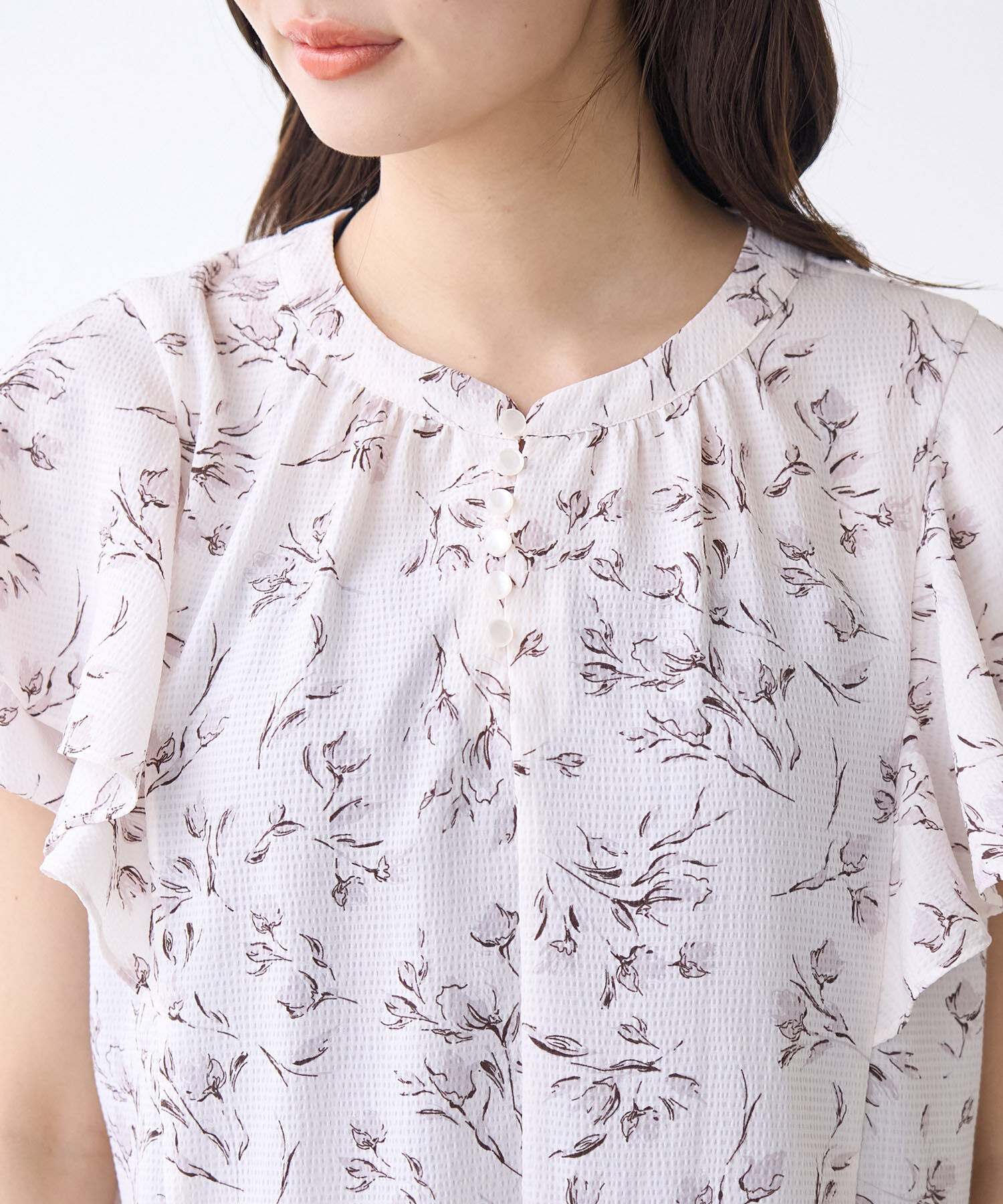 Rope&rsquo;Picnic「花柄ラッフルブラウス/リンクコーデ」|シャツ・ブラウス|