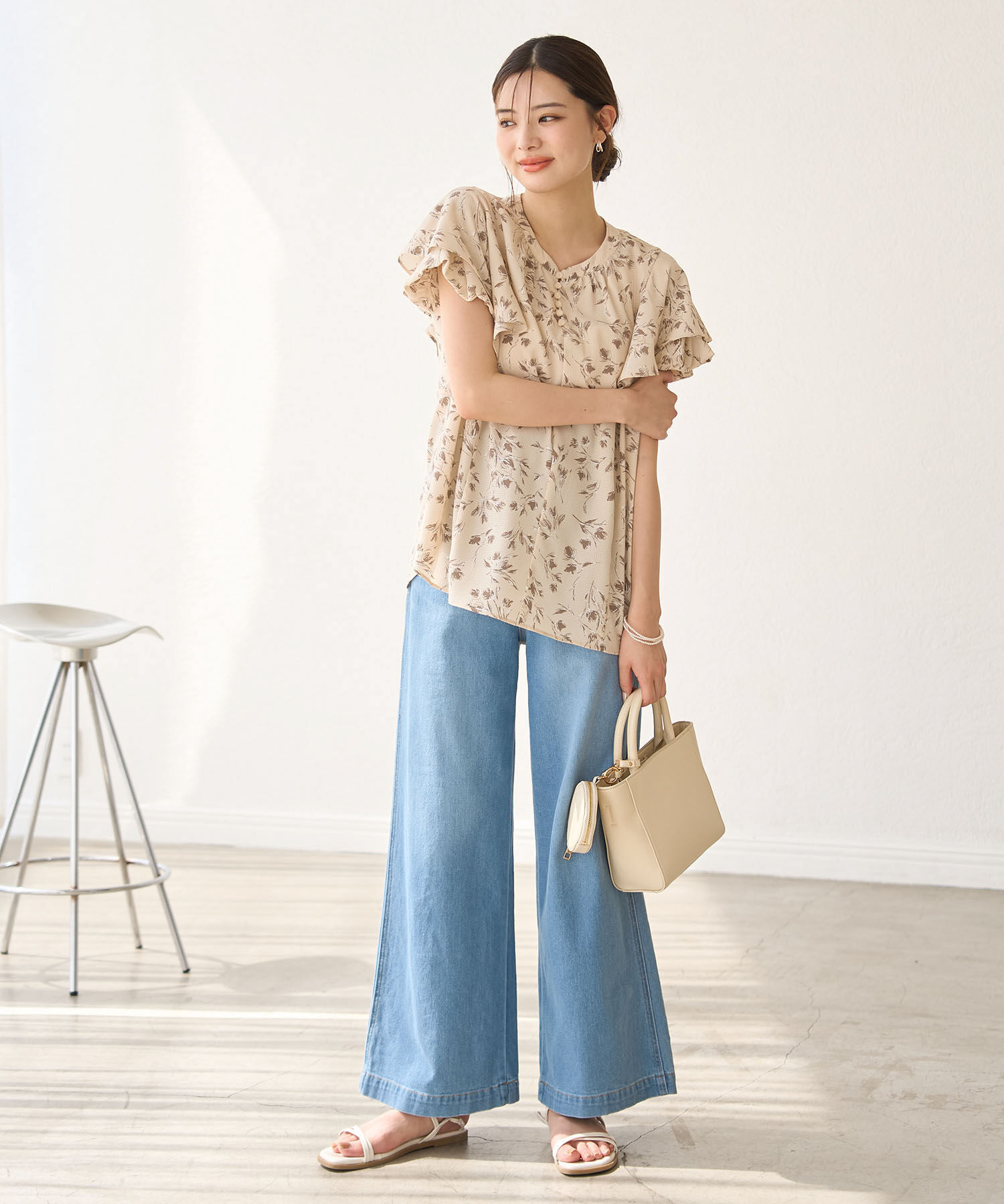 Rope&rsquo;Picnic「花柄ラッフルブラウス/リンクコーデ」|シャツ・ブラウス|