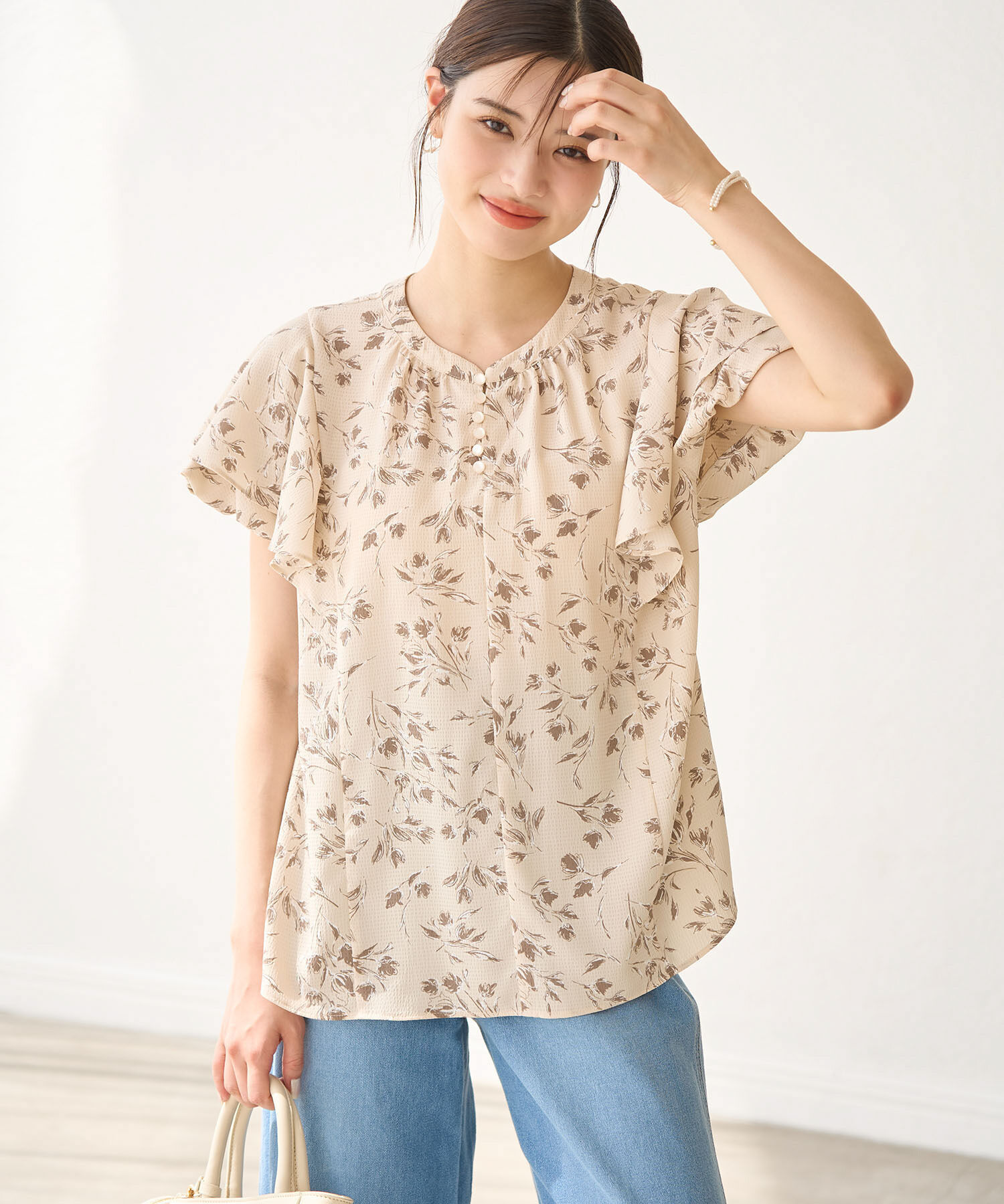 Rope&rsquo;Picnic「花柄ラッフルブラウス/リンクコーデ」|シャツ・ブラウス|