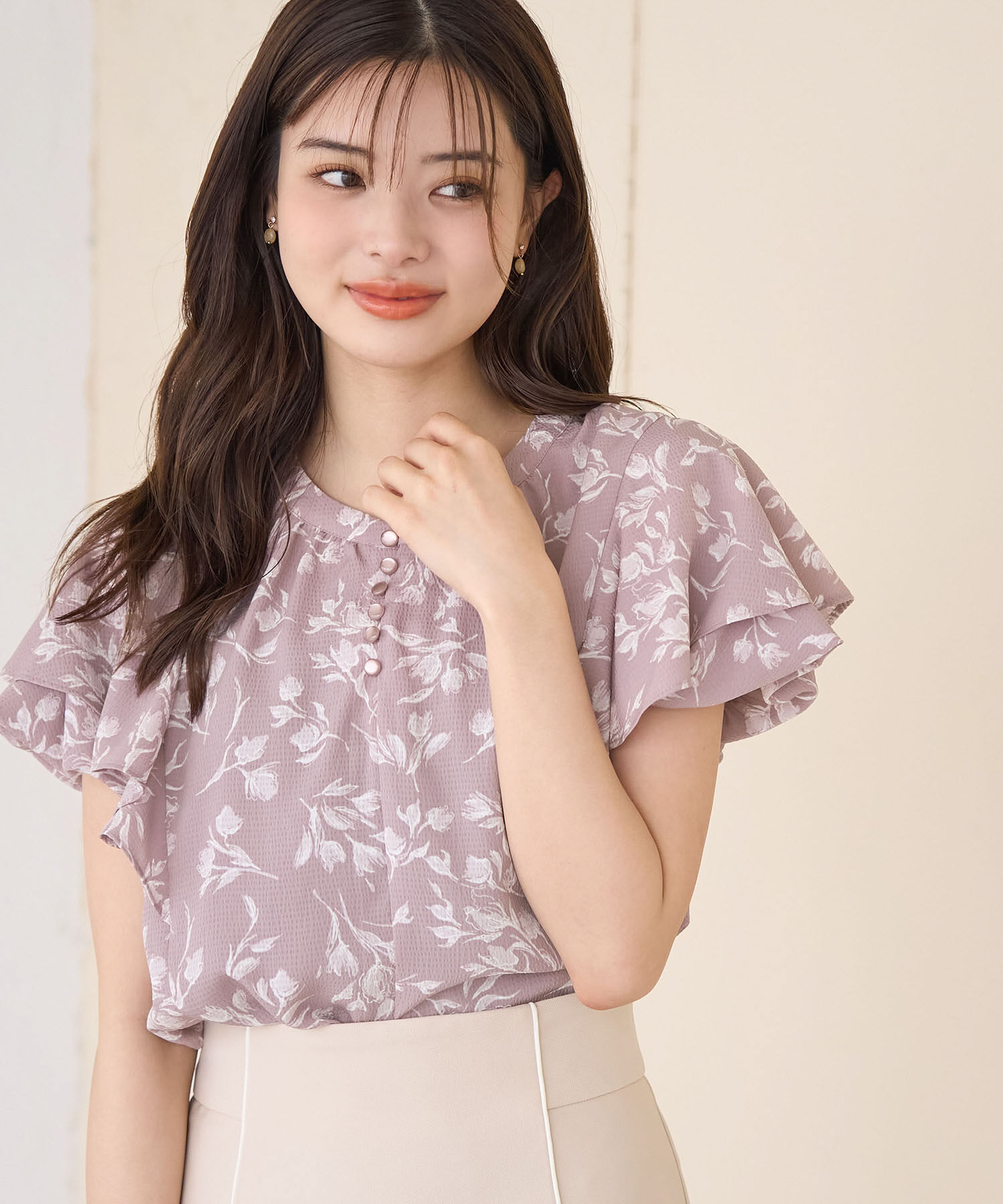 Rope&rsquo;Picnic「花柄ラッフルブラウス/リンクコーデ」|シャツ・ブラウス|ピンク(63)