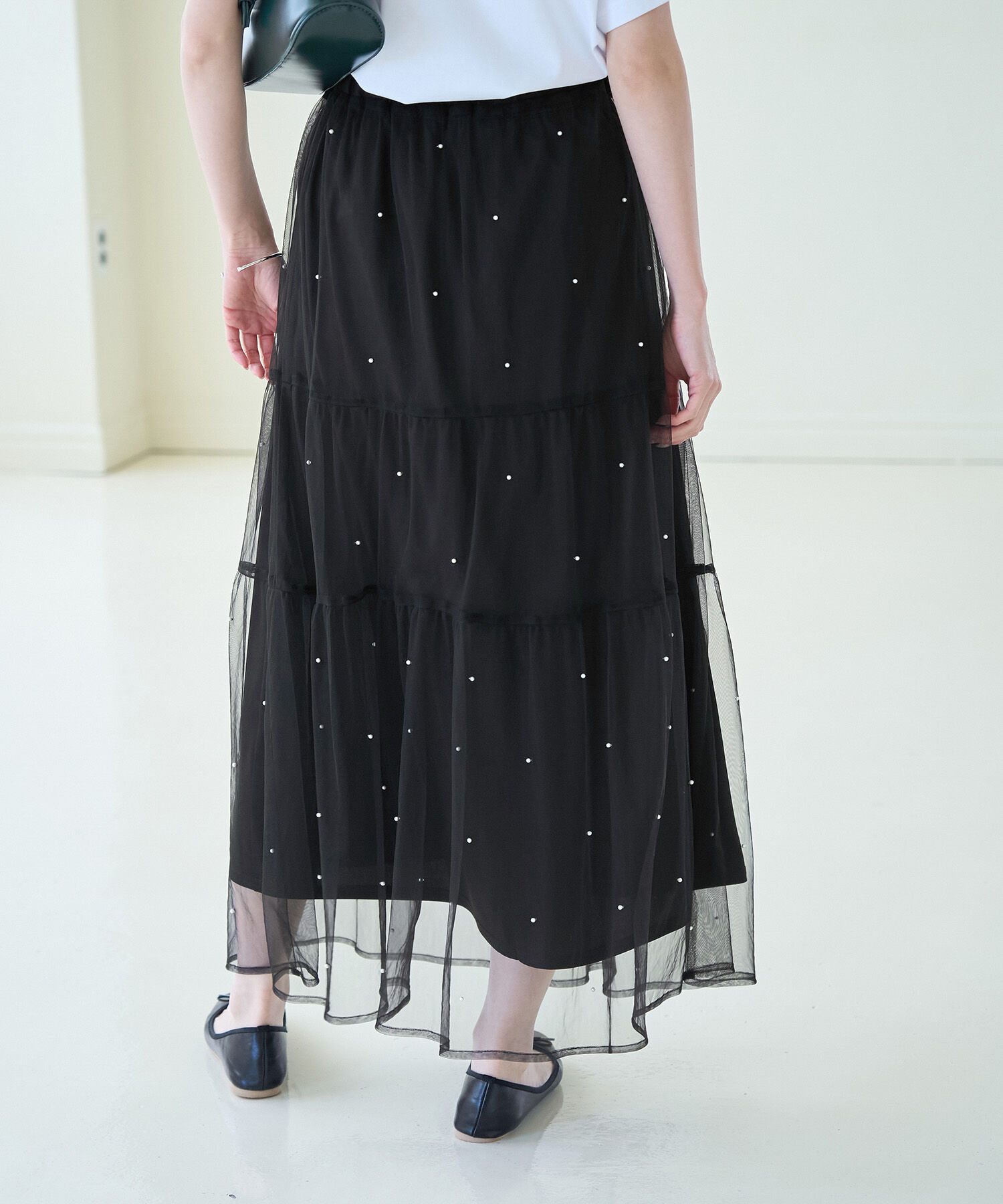Rope&rsquo;Picnic「パール付きチュールティアードスカート」|スカート|
