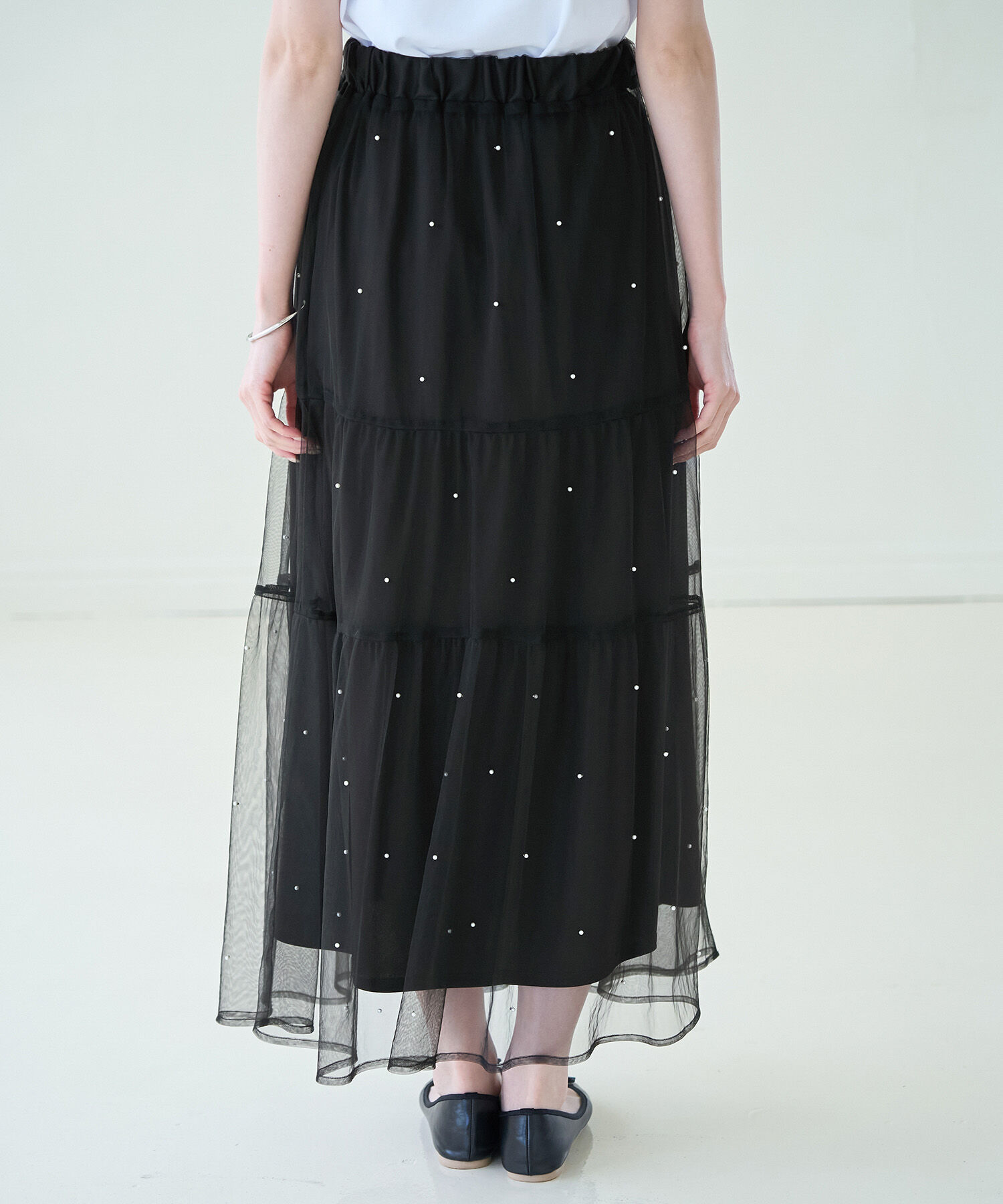 Rope&rsquo;Picnic「パール付きチュールティアードスカート」|スカート|