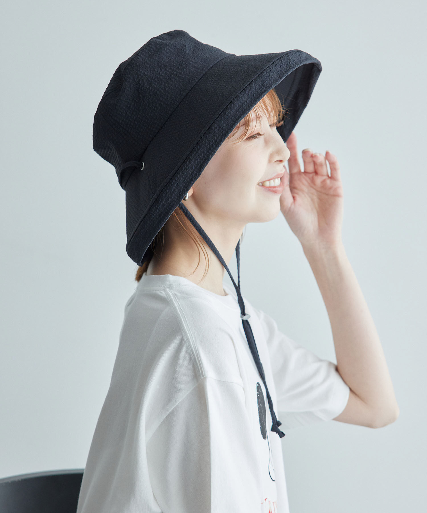 ROPE PICNIC PASSAGE「はっ水・遮光/チェックシアサッカーサファリハット」|ハット|