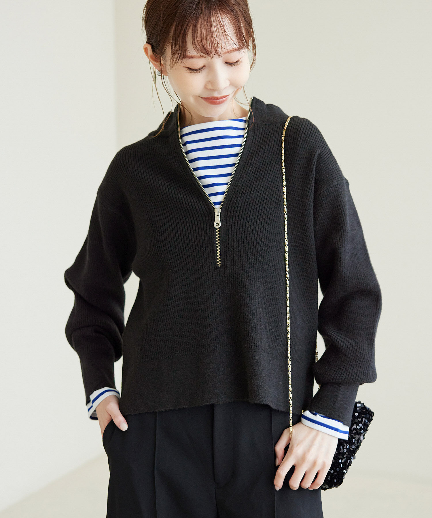 Rope&rsquo;Picnic「ハーフジップニットプルオーバー」|ニット・セーター|