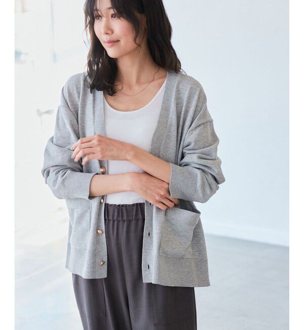 Rope&rsquo;Picnic「シルク混Ｖネック金ボタンニットカーディガン」|カーディガン|