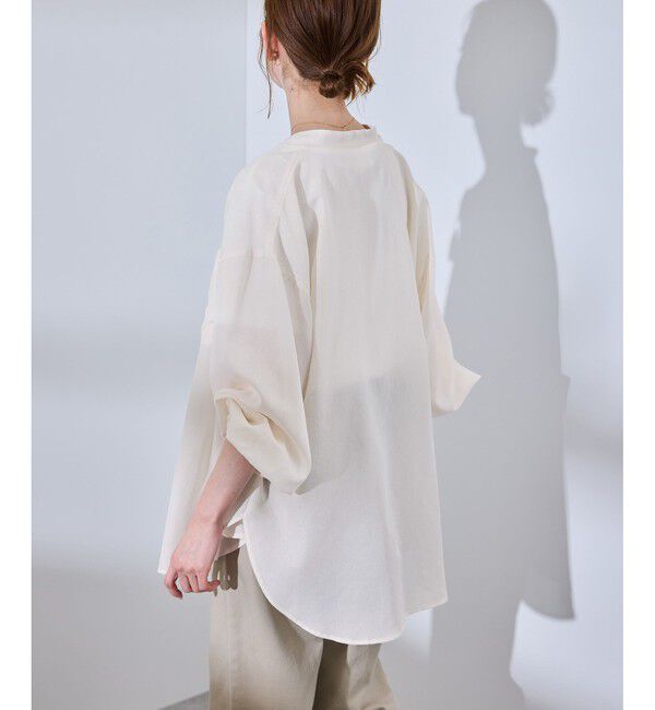 Rope&rsquo;Picnic「着丈が選べるバンドカラー無地シアーシャツ」|シャツ・ブラウス|