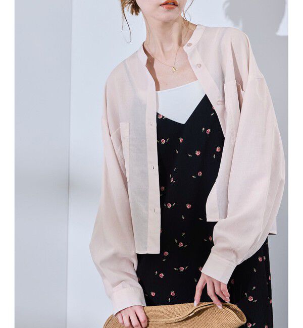 Rope&rsquo;Picnic「着丈が選べるバンドカラー無地シアーシャツ」|シャツ・ブラウス|