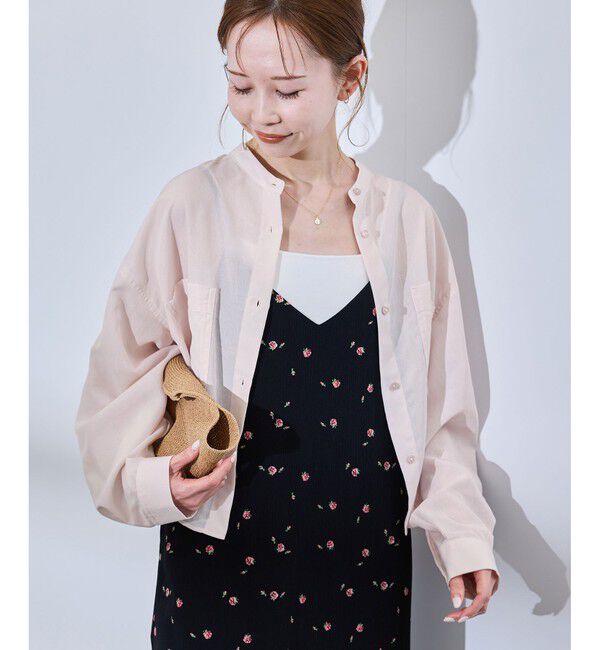 Rope&rsquo;Picnic「着丈が選べるバンドカラー無地シアーシャツ」|シャツ・ブラウス|