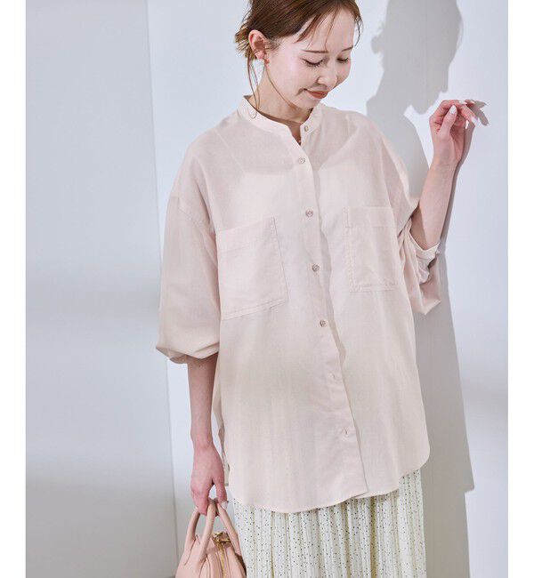 Rope&rsquo;Picnic「着丈が選べるバンドカラー無地シアーシャツ」|シャツ・ブラウス|