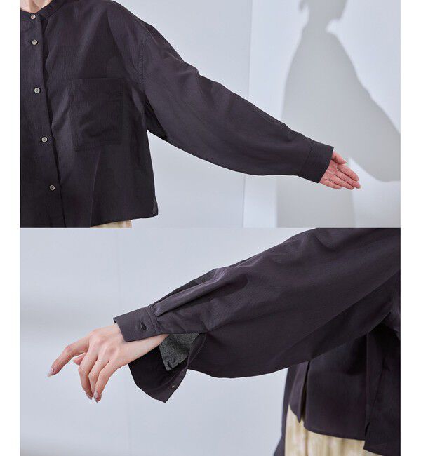 Rope&rsquo;Picnic「着丈が選べるバンドカラー無地シアーシャツ」|シャツ・ブラウス|