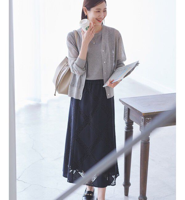 Rope&rsquo;Picnic「ダイアゴナルレーシースカート」|スカート|