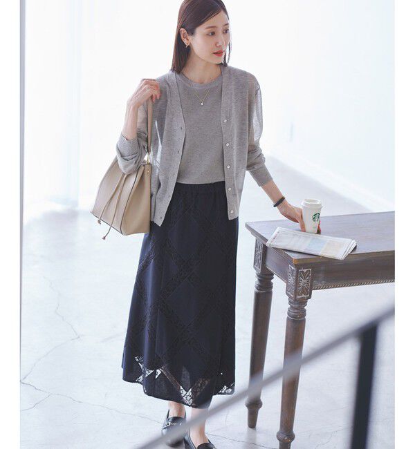 Rope&rsquo;Picnic「ダイアゴナルレーシースカート」|スカート|