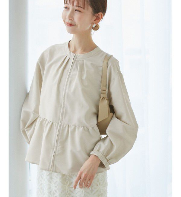 Rope&rsquo;Picnic「【紫外線+近赤外線カット】ペプラムカーディガンブルゾン」|ブルゾン・スタジャン|グレー(07)