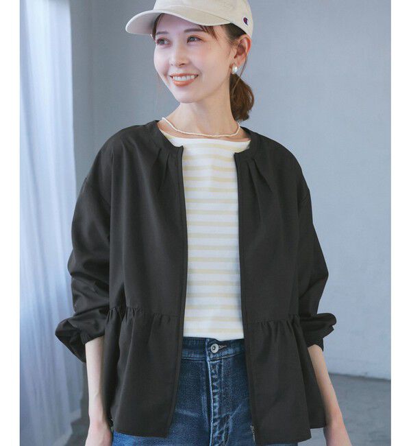 Rope&rsquo;Picnic「【紫外線+近赤外線カット】ペプラムカーディガンブルゾン」|ブルゾン・スタジャン|