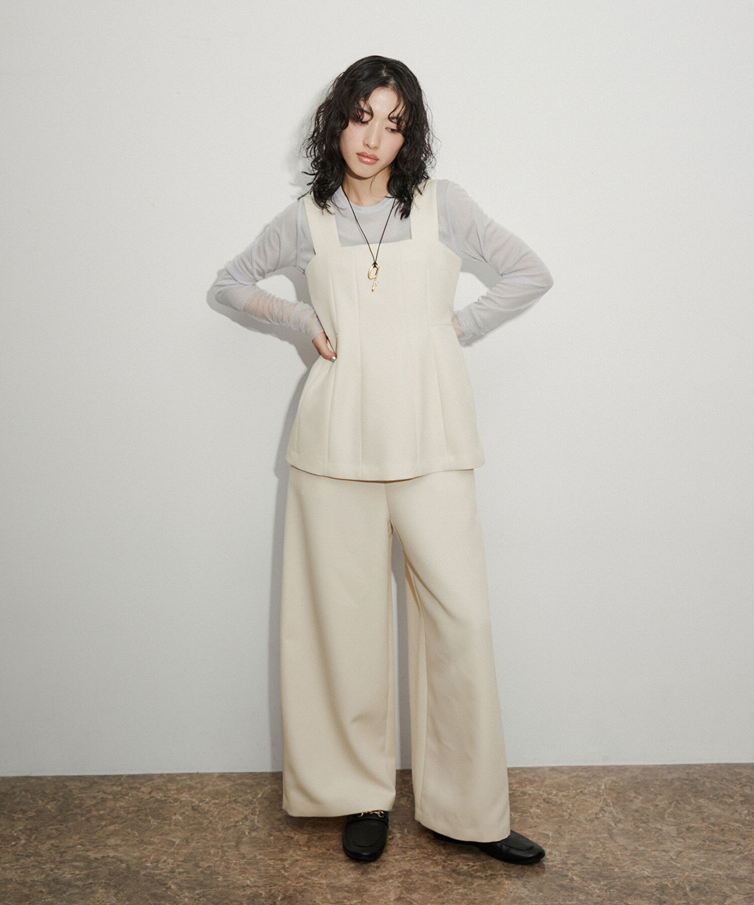 ADAM ET ROPE'「ペプラムロンパース」|オールインワン|