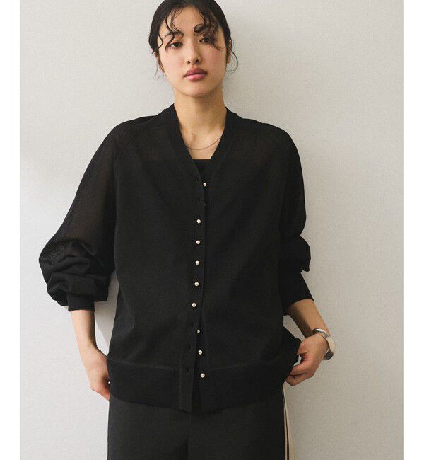 ADAM ET ROPE'「【WEB限定】・【サステナブル】メニーボタンシアーニットカーディガン」|カーディガン|