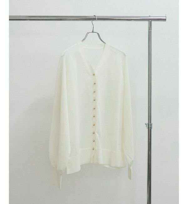 ADAM ET ROPE'「【WEB限定】・【サステナブル】メニーボタンシアーニットカーディガン」|カーディガン|