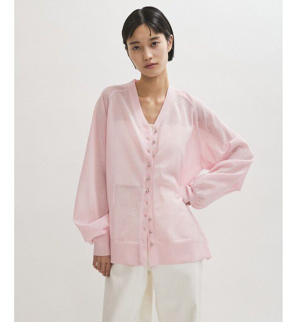 ADAM ET ROPE'「【WEB限定】・【サステナブル】メニーボタンシアーニットカーディガン」|カーディガン|