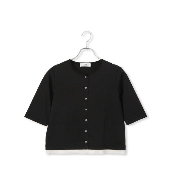 ADAM ET ROPE'「【WEB限定】・【サステナブル】カットオフコンビTシャツカーディガン」|カーディガン|