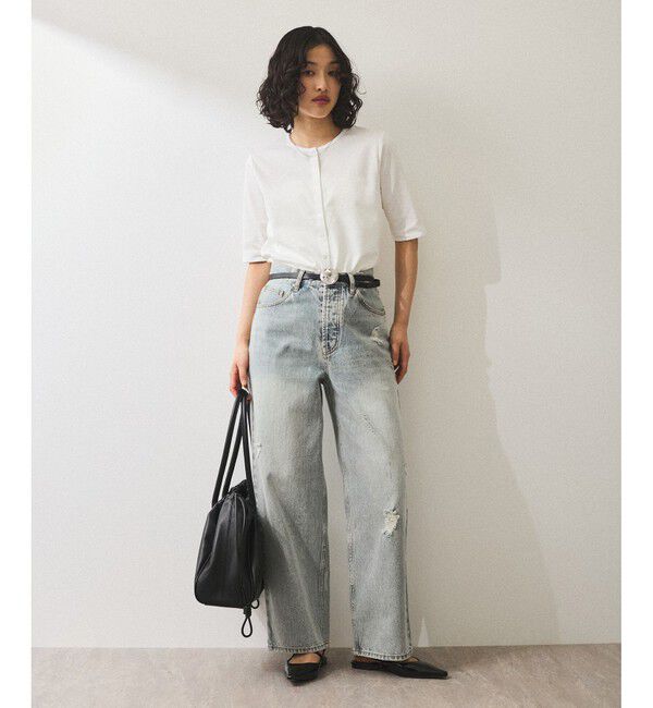 ADAM ET ROPE'「【WEB限定】・【サステナブル】カットオフコンビTシャツカーディガン」|カーディガン|