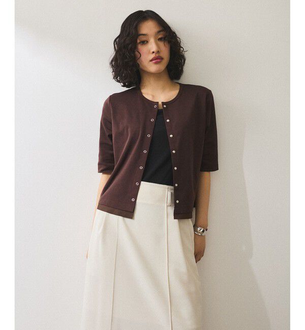 ADAM ET ROPE'「【WEB限定】・【サステナブル】カットオフコンビTシャツカーディガン」|カーディガン|