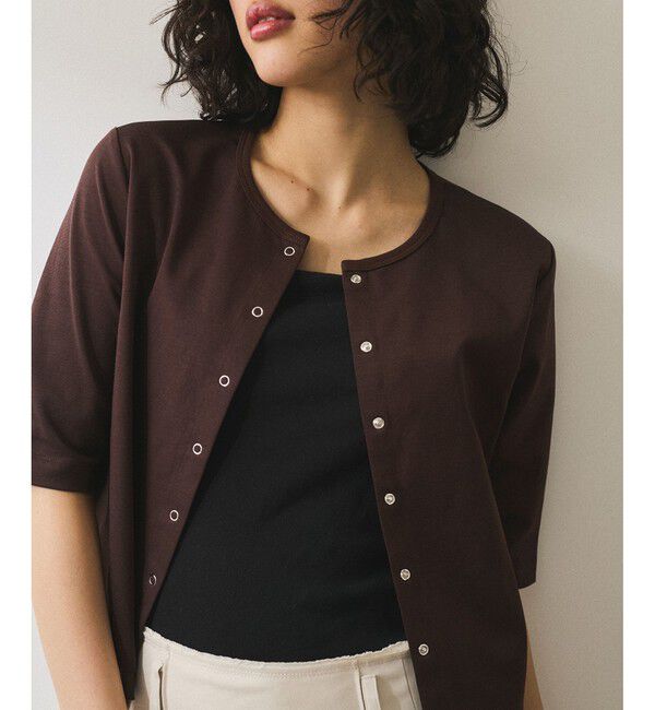 ADAM ET ROPE'「【WEB限定】・【サステナブル】カットオフコンビTシャツカーディガン」|カーディガン|