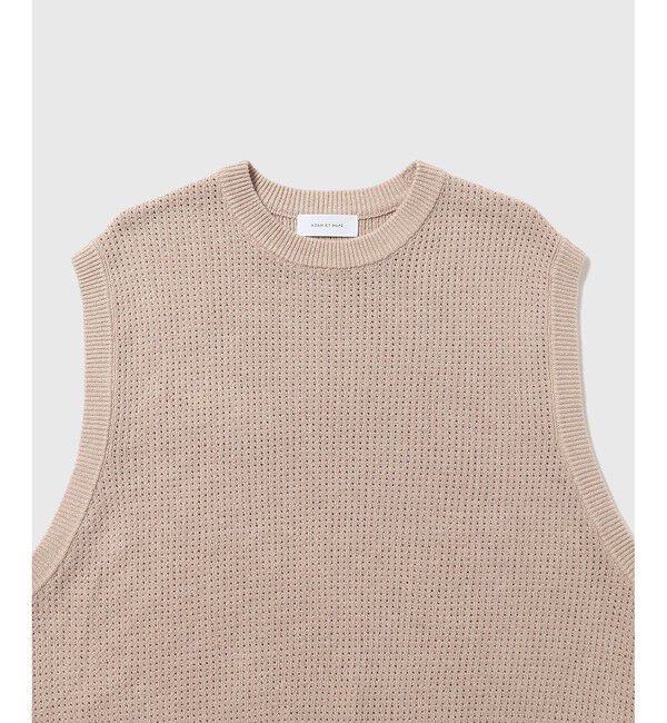 ADAM ET ROPE'「コットンリネン メッシュ編み ニットベスト / ロングシーズン着用可能」|ベスト・ジレ|