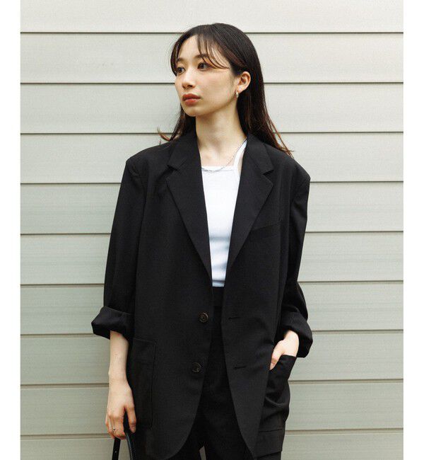 ADAM ET ROPE'「サマーウーステッド ボックスシルエット アンコンジャケット / セットアップ可能」|テーラードジャケット|
