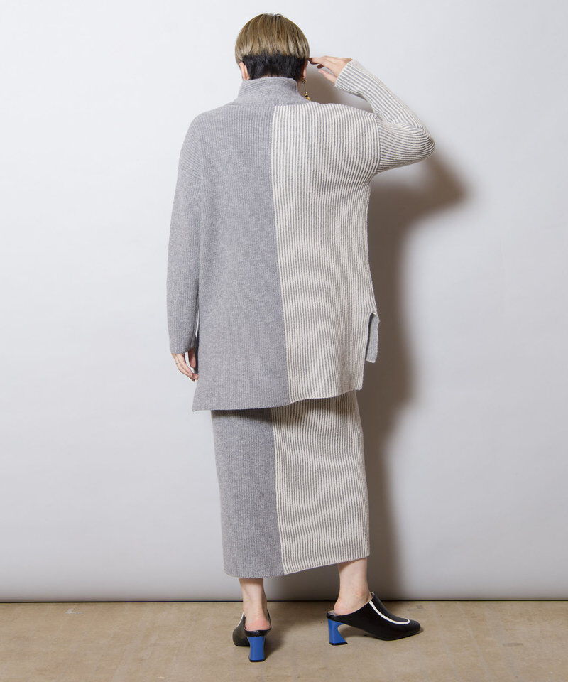  「畦ストライプニットスカート」|タイト|