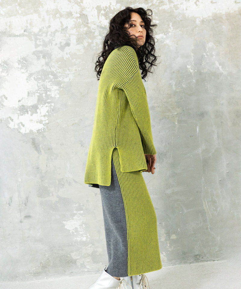  「畦ストライプニットスカート」|タイト|