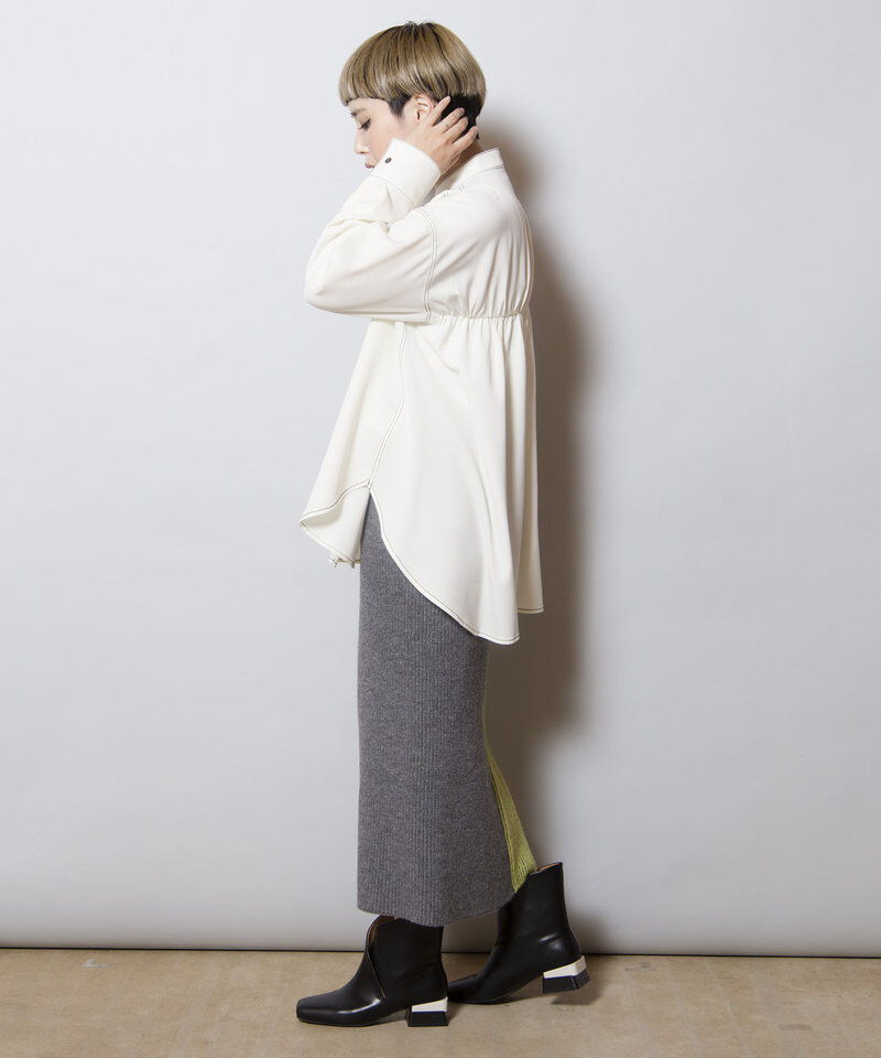  「畦ストライプニットスカート」|タイト|