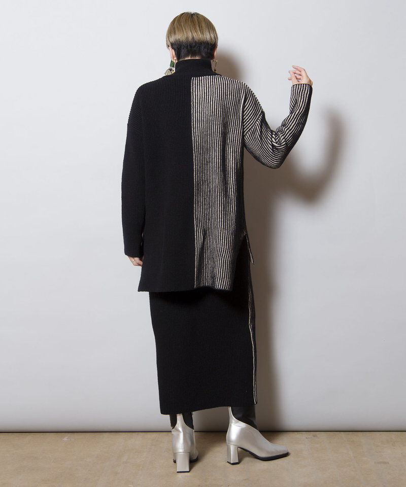  「畦ストライプニットスカート」|タイト|