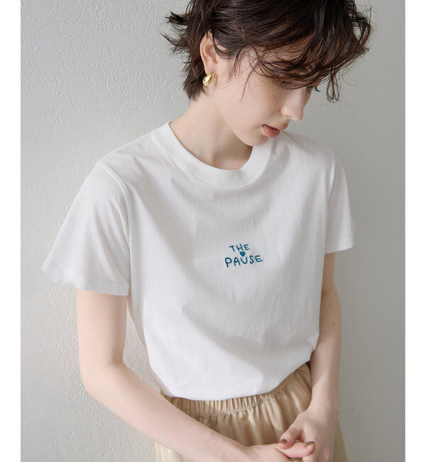 THE PAUSE「【THE PAUSE】THE PAUSE刺繍Tシャツ」|Tシャツ・カットソー|ホワイト
