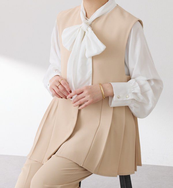  「【お尻周りカバー】ツイルプリーツジレ/セットアップ/セレモニー」|ベスト・ジレ|
