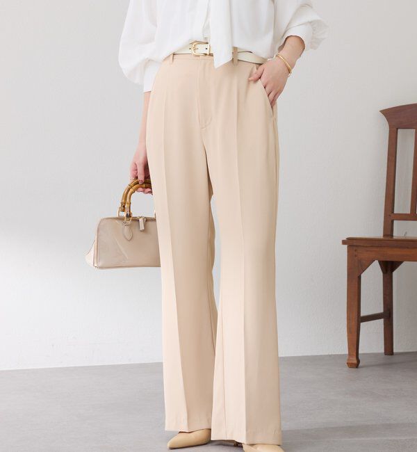  「【２サイズ展開】ツイルフレアパンツ/セットアップ/セレモニー」|チノ|ベージュ